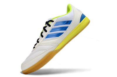 Men's Adidas Top Sala IC Indoor & Futsal Low-Tops Football Shoes - White/Bright Blue/Lime Green