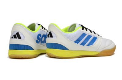 Men's Adidas Top Sala IC Indoor & Futsal Low-Tops Football Shoes - White/Bright Blue/Lime Green