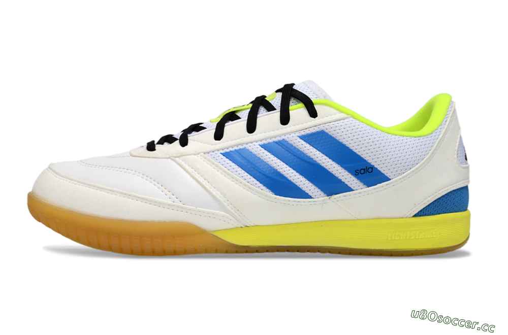 Men's Adidas Top Sala IC Indoor & Futsal Low-Tops Football Shoes - White/Bright Blue/Lime Green 0