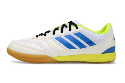 Men's Adidas Top Sala IC Indoor & Futsal Low-Tops Football Shoes - White/Bright Blue/Lime Green