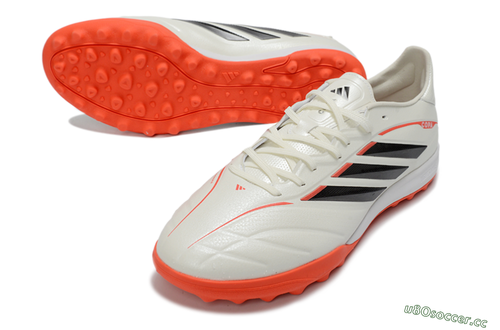 Men's Adidas Copa Pure 4 Elite TF Artificial Turf Low-Tops Football Shoes - White/Fiery Orange/Black 3