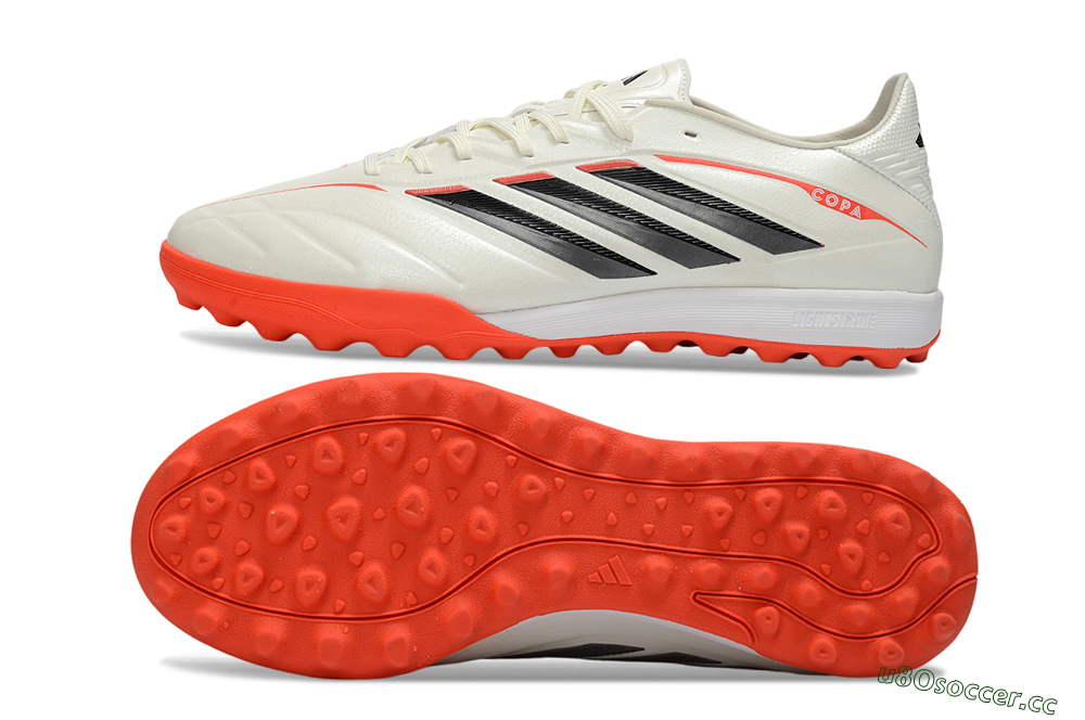 Men's Adidas Copa Pure 4 Elite TF Artificial Turf Low-Tops Football Shoes - White/Fiery Orange/Black 1