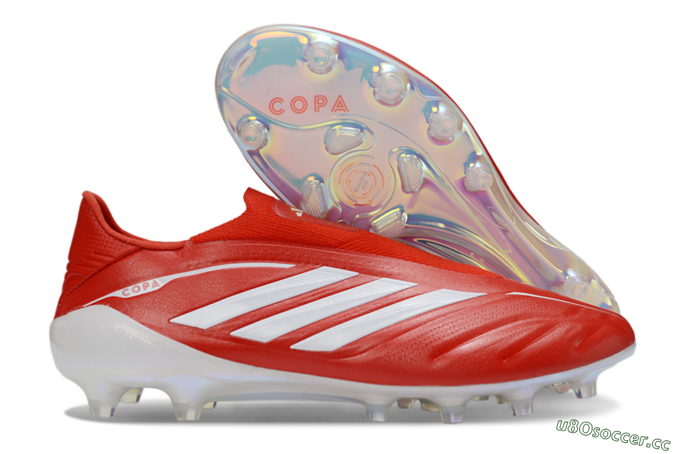 Men's Adidas Copa Pure 4 Elite Laceless FG Firm Ground Low-Tops Football Boots - Red/Bright Scarlet/White 2