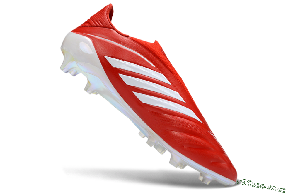 Men's Adidas Copa Pure 4 Elite Laceless FG Firm Ground Low-Tops Football Boots - Red/Bright Scarlet/White 4