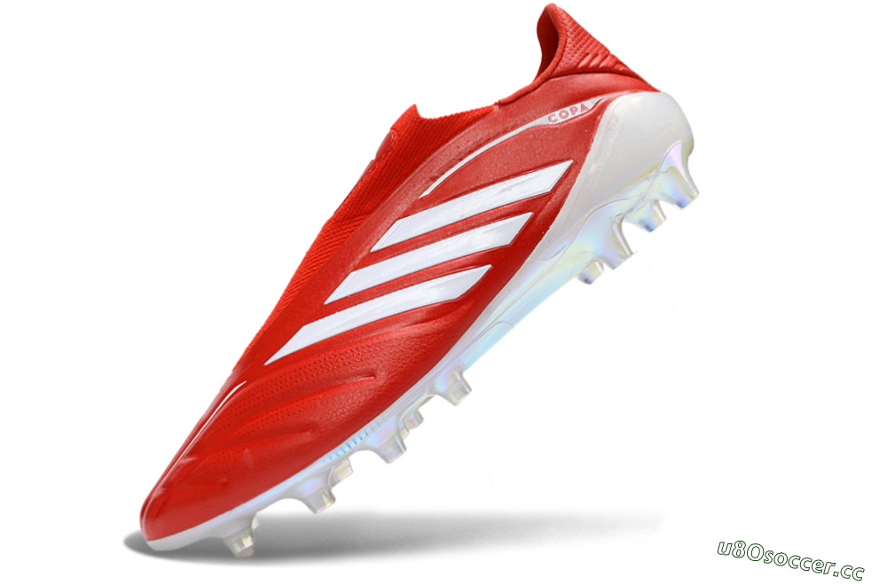 Men's Adidas Copa Pure 4 Elite Laceless FG Firm Ground Low-Tops Football Boots - Red/Bright Scarlet/White 5