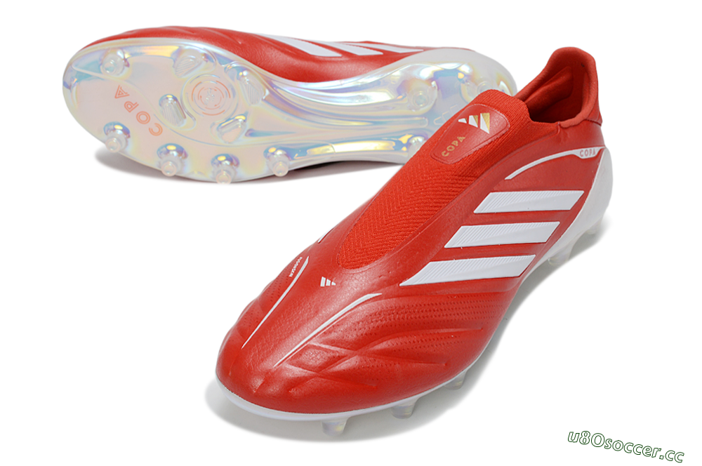 Men's Adidas Copa Pure 4 Elite Laceless FG Firm Ground Low-Tops Football Boots - Red/Bright Scarlet/White 3