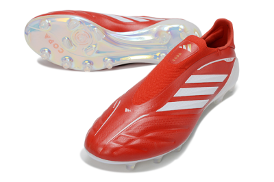 Men's Adidas Copa Pure 4 Elite Laceless FG Firm Ground Low-Tops Football Boots - Red/Bright Scarlet/White