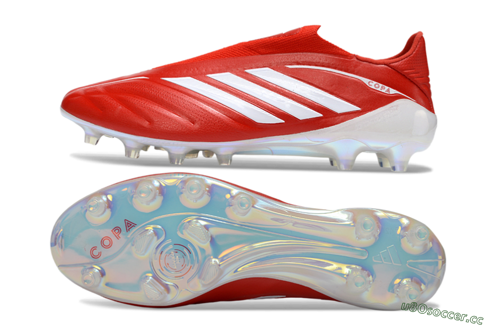Men's Adidas Copa Pure 4 Elite Laceless FG Firm Ground Low-Tops Football Boots - Red/Bright Scarlet/White 1