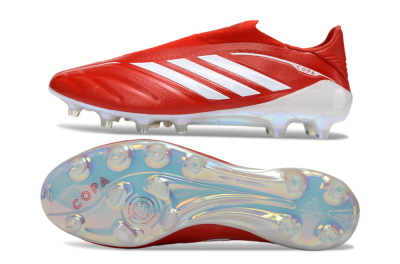 Men's Adidas Copa Pure 4 Elite Laceless FG Firm Ground Low-Tops Football Boots - Red/Bright Scarlet/White