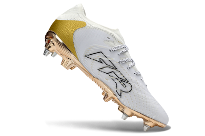 Men's Puma Future 8 Ultimate FG Firm Ground Low-Tops Football Boots - White/Gold/Champagne