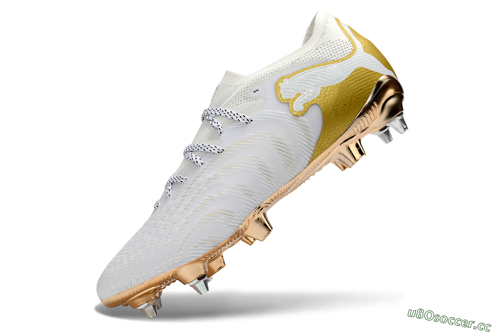 Men's Puma Future 8 Ultimate FG Firm Ground Low-Tops Football Boots - White/Gold/Champagne 5