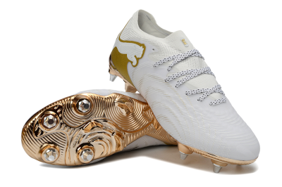 Men's Puma Future 8 Ultimate FG Firm Ground Low-Tops Football Boots - White/Gold/Champagne