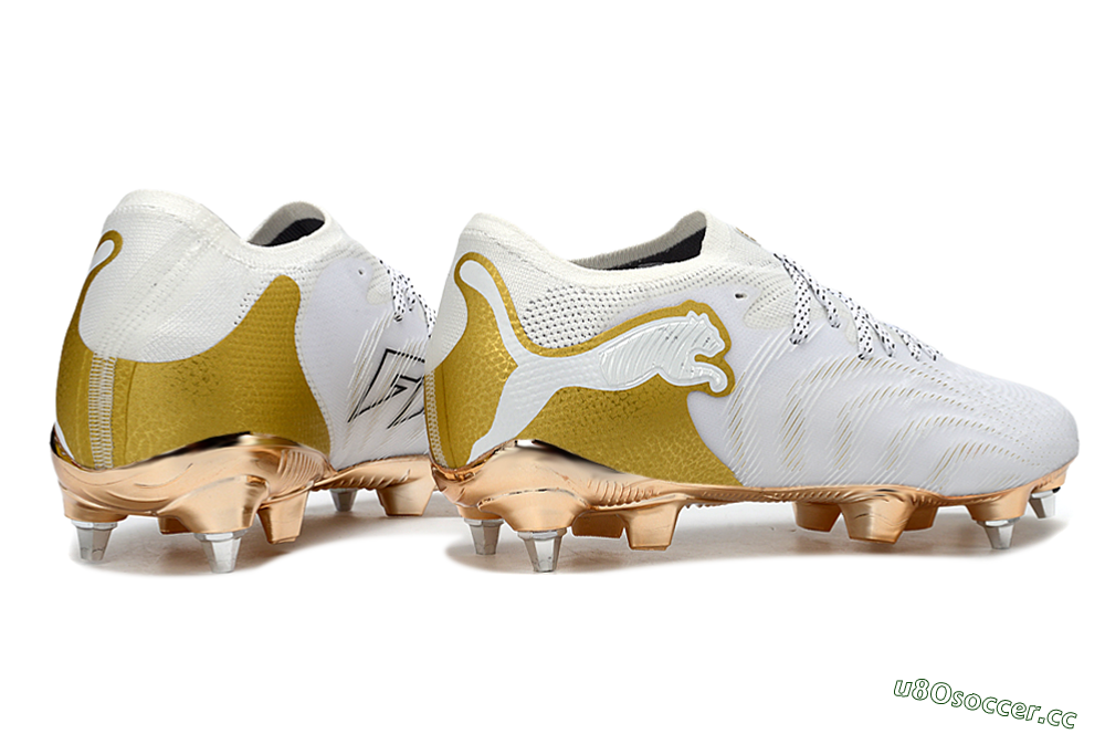 Men's Puma Future 8 Ultimate FG Firm Ground Low-Tops Football Boots - White/Gold/Champagne 6