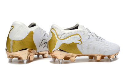 Men's Puma Future 8 Ultimate FG Firm Ground Low-Tops Football Boots - White/Gold/Champagne