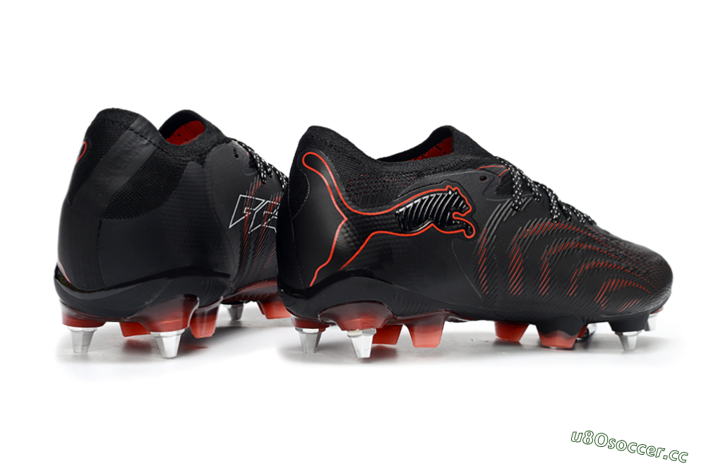 Men's Puma Future 8 Ultimate SG Soft Ground Low-Tops Football Boots - Black/Crimson Red/Bright Orange 6