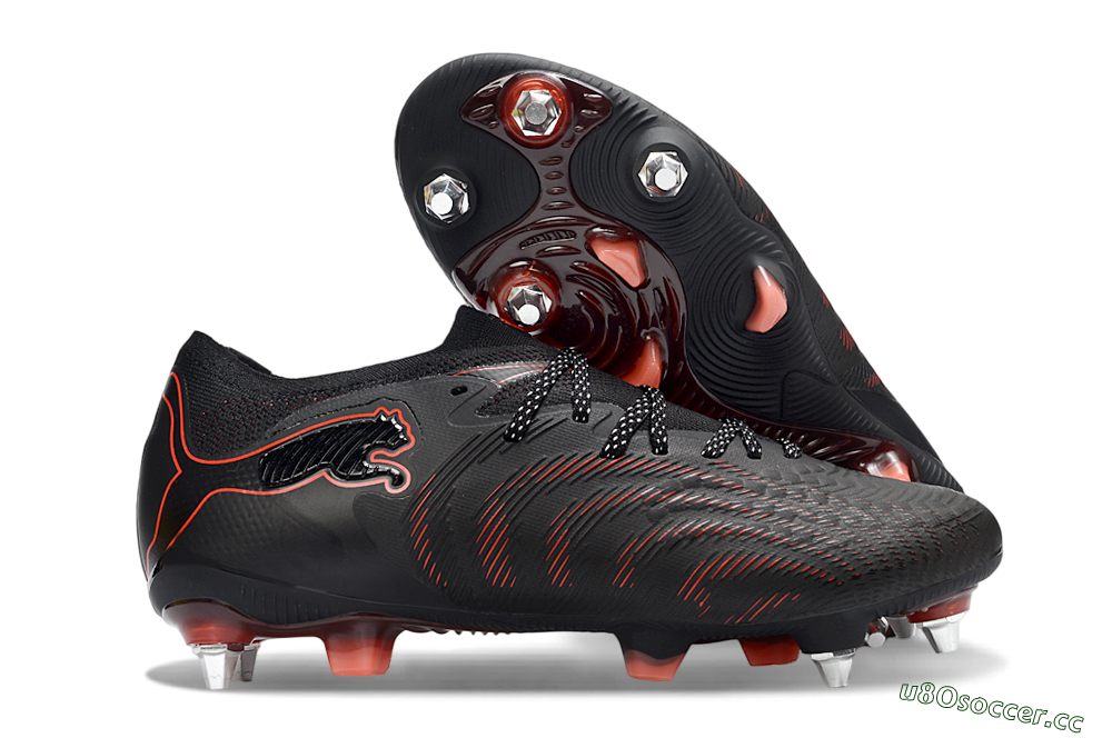 Men's Puma Future 8 Ultimate SG Soft Ground Low-Tops Football Boots - Black/Crimson Red/Bright Orange 2