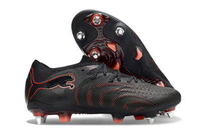 Men's Puma Future 8 Ultimate SG Soft Ground Low-Tops Football Boots - Black/Crimson Red/Bright Orange