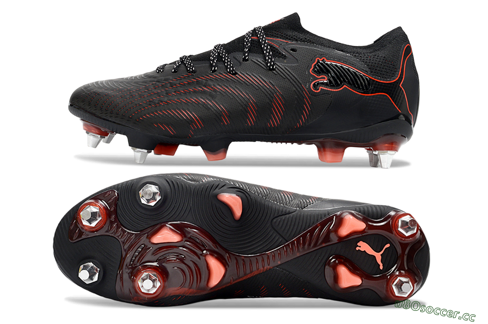 Men's Puma Future 8 Ultimate SG Soft Ground Low-Tops Football Boots - Black/Crimson Red/Bright Orange 1