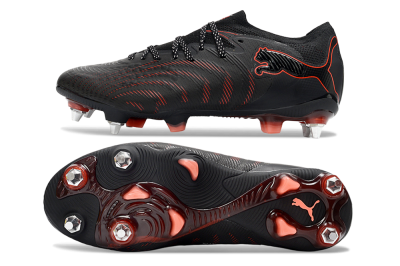 Men's Puma Future 8 Ultimate SG Soft Ground Low-Tops Football Boots - Black/Crimson Red/Bright Orange
