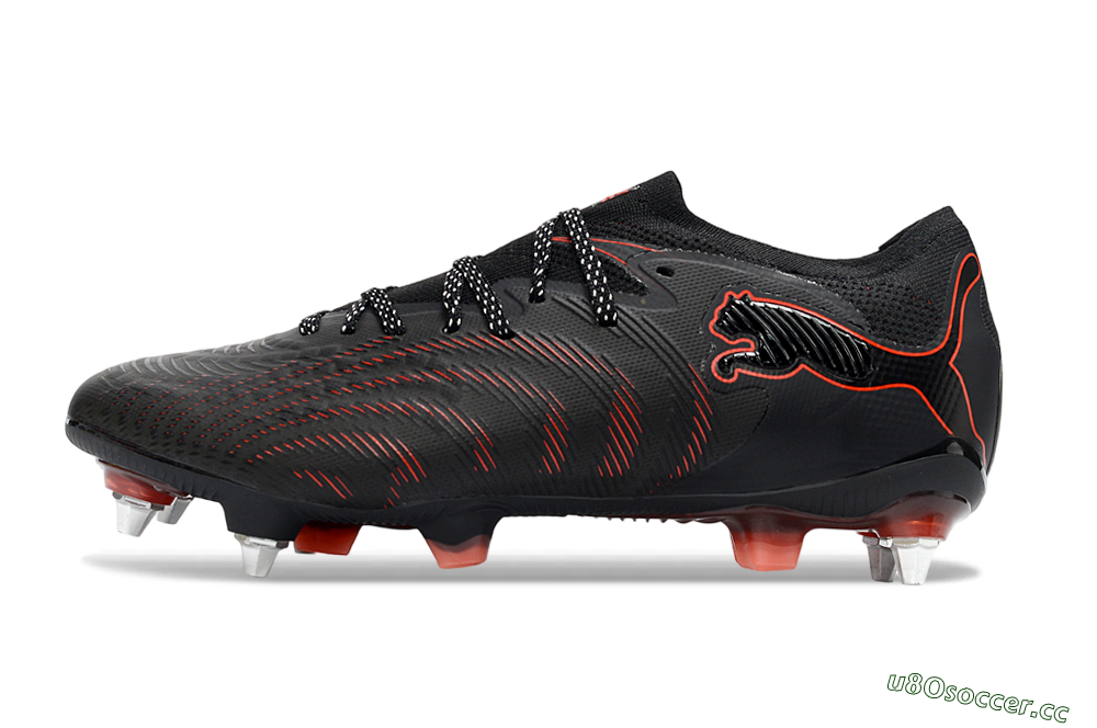 Men's Puma Future 8 Ultimate SG Soft Ground Low-Tops Football Boots - Black/Crimson Red/Bright Orange 0