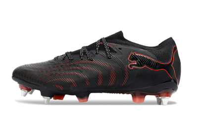 Men's Puma Future 8 Ultimate SG Soft Ground Low-Tops Football Boots - Black/Crimson Red/Bright Orange