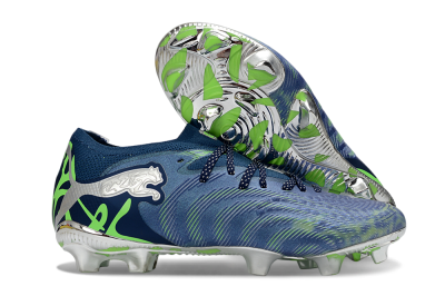 Men's Puma Future 8 Ultimate FG Firm Ground Low-Tops Football Boots - Navy/Neon Green/Chrome