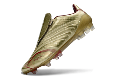 Men's Adidas F50 Elite Laceless FG Firm Ground Low-Tops Football Boots - Gold/Crimson Red/Metallic Finish