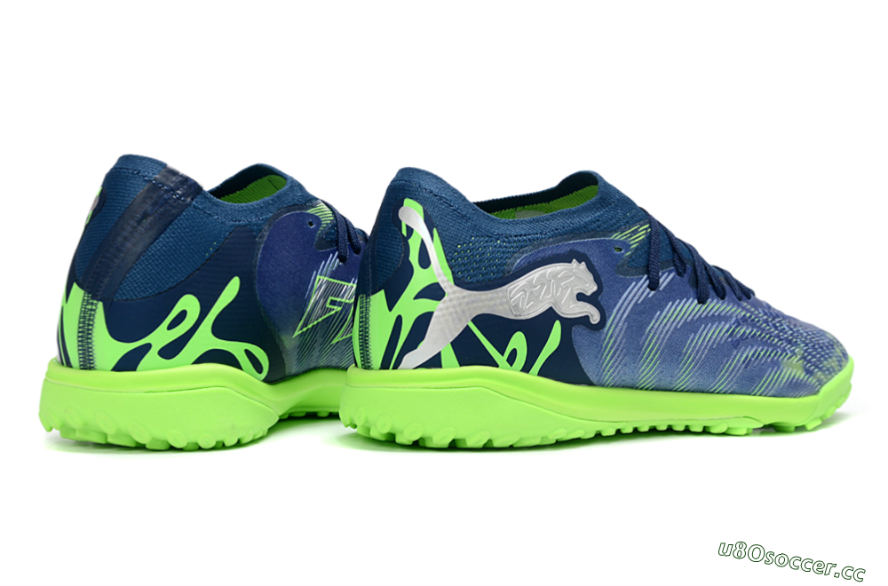 Men's Puma Future 8 Ultimate TF Artificial Turf Low-Tops Football Shoes - Blue/Lime Green/Navy Blue 6