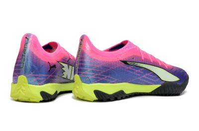 Men's Puma Ultra Ultimate TF Artificial Turf Low-Tops Football Shoes - Pink/Neon Green/Deep Purple