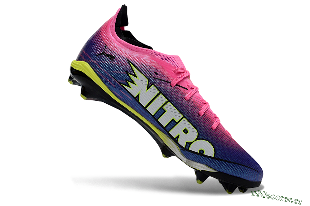Men's Puma Ultra Ultimate FG Firm Ground Low-Tops Football Boots - Pink/Vibrant Purple/Sunny Lime 4