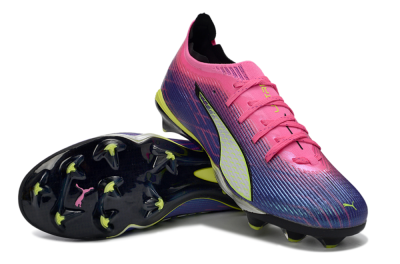 Men's Puma Ultra Ultimate FG Firm Ground Low-Tops Football Boots - Pink/Vibrant Purple/Sunny Lime