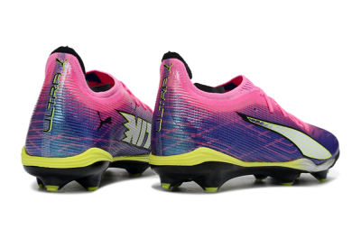 Men's Puma Ultra Ultimate FG Firm Ground Low-Tops Football Boots - Pink/Vibrant Purple/Sunny Lime