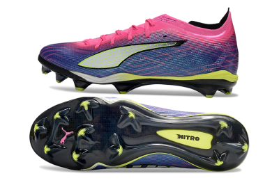 Men's Puma Ultra Ultimate FG Firm Ground Low-Tops Football Boots - Pink/Vibrant Purple/Sunny Lime