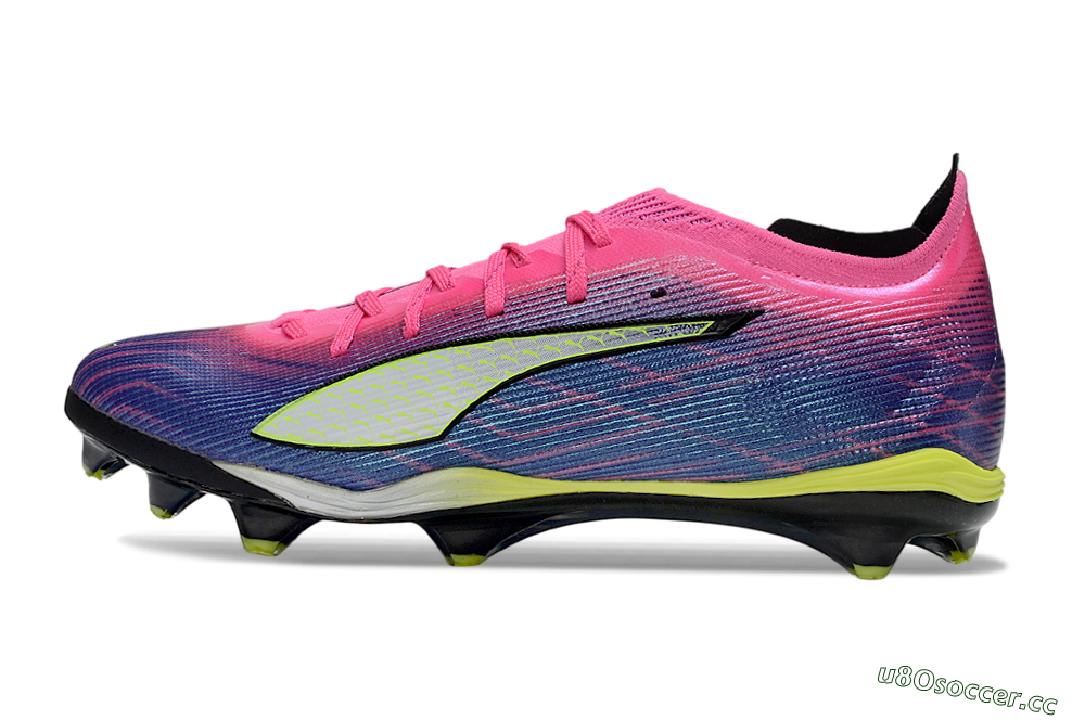Men's Puma Ultra Ultimate FG Firm Ground Low-Tops Football Boots - Pink/Vibrant Purple/Sunny Lime 0