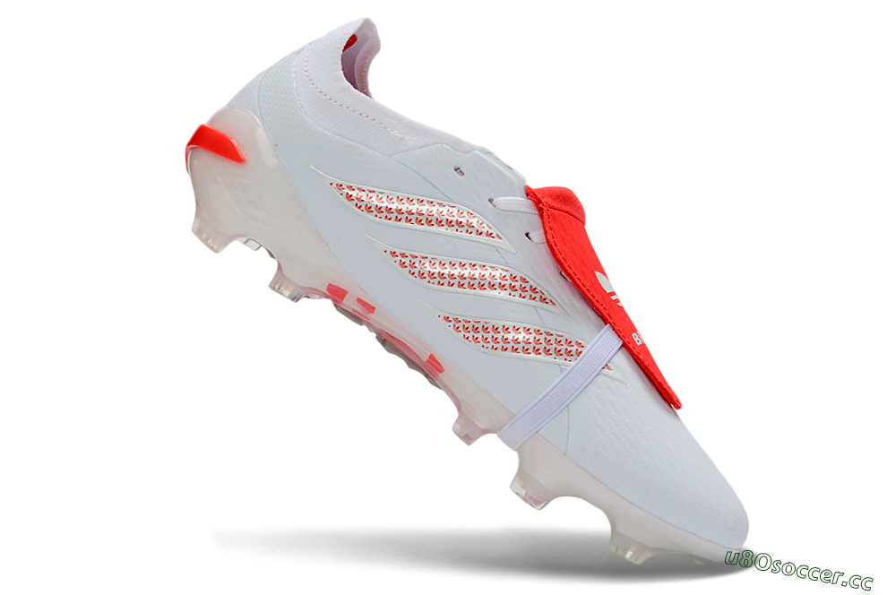 Unisex Adidas Predator 26 Elite Fold-Over Tongue FG Firm Ground Low-Tops Football Boots - White/Solar Red/Cloud White 4