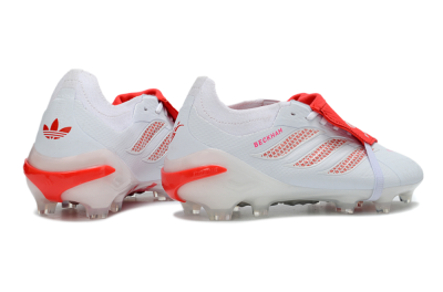 Unisex Adidas Predator 26 Elite Fold-Over Tongue FG Firm Ground Low-Tops Football Boots - White/Solar Red/Cloud White