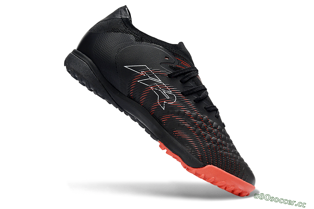 Men's Puma Future 8 Ultimate TF Artificial Turf Low-Tops Football Shoes - Black/Fiery Red/Shadow Black 4