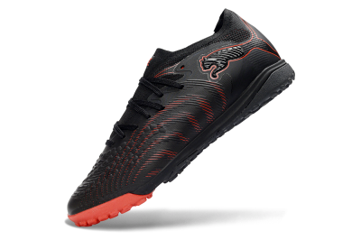 Men's Puma Future 8 Ultimate TF Artificial Turf Low-Tops Football Shoes - Black/Fiery Red/Shadow Black