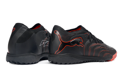 Men's Puma Future 8 Ultimate TF Artificial Turf Low-Tops Football Shoes - Black/Fiery Red/Shadow Black