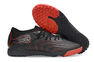 Men's Puma Future 8 Ultimate TF Artificial Turf Low-Tops Football Shoes - Black/Fiery Red/Shadow Black