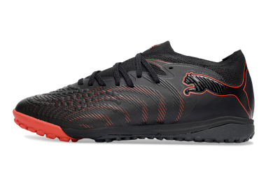 Men's Puma Future 8 Ultimate TF Artificial Turf Low-Tops Football Shoes - Black/Fiery Red/Shadow Black