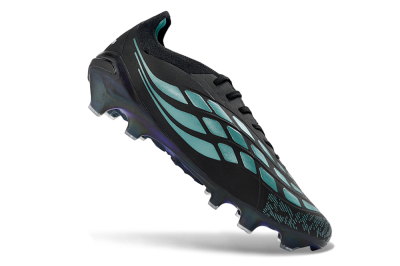 Unisex Adidas Predator 26 Elite FG Firm Ground Low-Tops Football Boots - Black/Turquoise Blue/Deep Navy