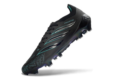 Unisex Adidas Predator 26 Elite FG Firm Ground Low-Tops Football Boots - Black/Turquoise Blue/Deep Navy