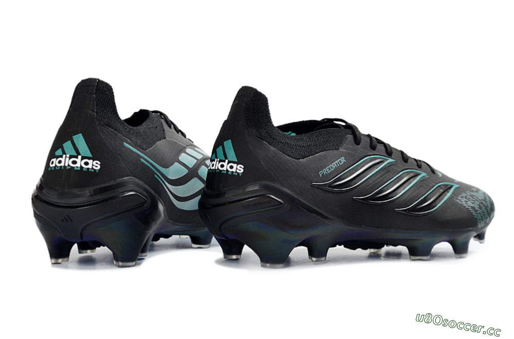 Unisex Adidas Predator 26 Elite FG Firm Ground Low-Tops Football Boots - Black/Turquoise Blue/Deep Navy 7