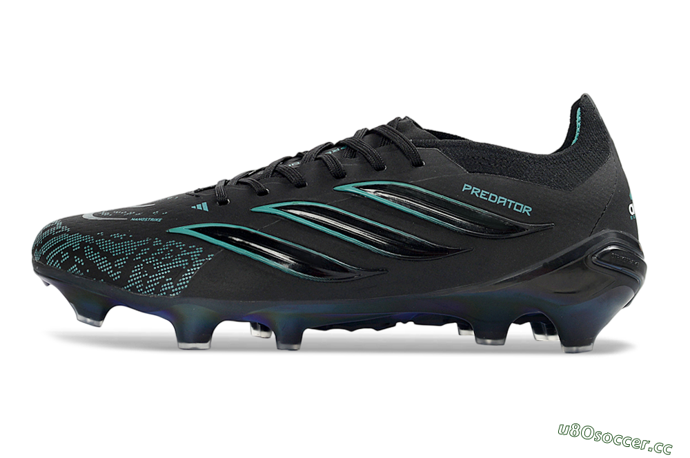 Unisex Adidas Predator 26 Elite FG Firm Ground Low-Tops Football Boots - Black/Turquoise Blue/Deep Navy 0