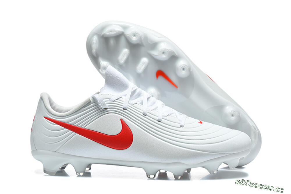 Men's Nike Tiempo Legend 11 Elite FG Firm Ground Low-Tops Football Boots - White/Bright Red/Muted Grey 2