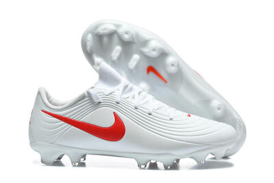 Men's Nike Tiempo Legend 11 Elite FG Firm Ground Low-Tops Football Boots - White/Bright Red/Muted Grey