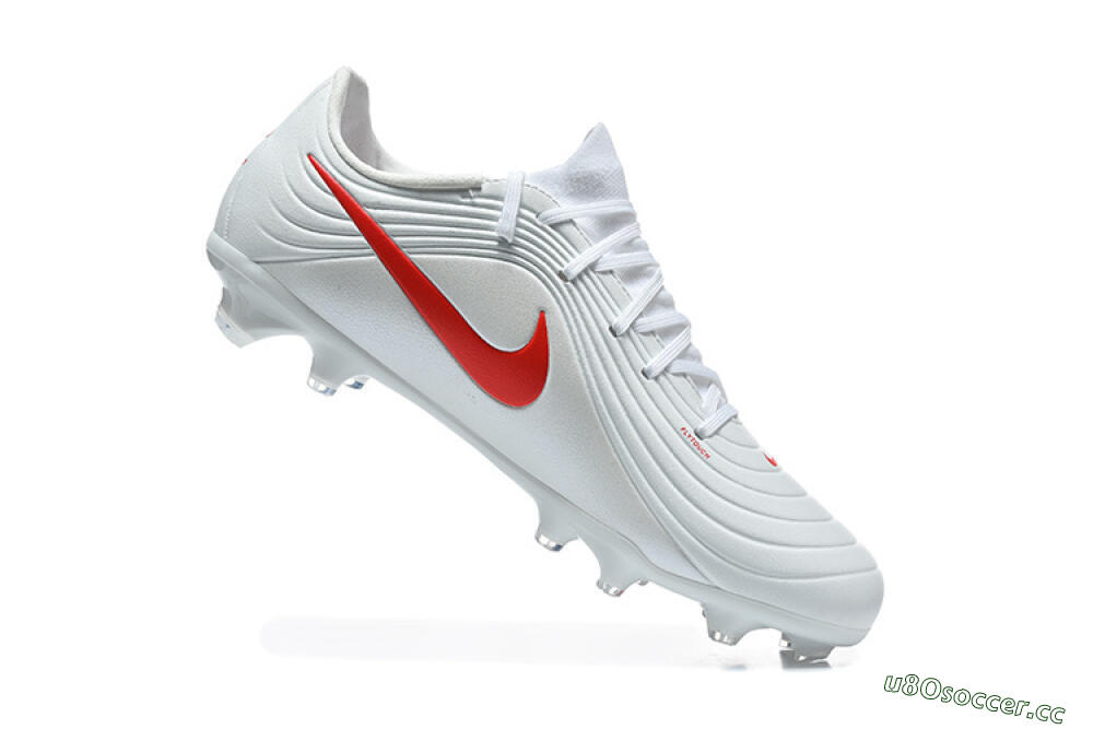 Men's Nike Tiempo Legend 11 Elite FG Firm Ground Low-Tops Football Boots - White/Bright Red/Muted Grey 7