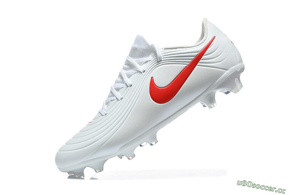 Men's Nike Tiempo Legend 11 Elite FG Firm Ground Low-Tops Football Boots - White/Bright Red/Muted Grey 8