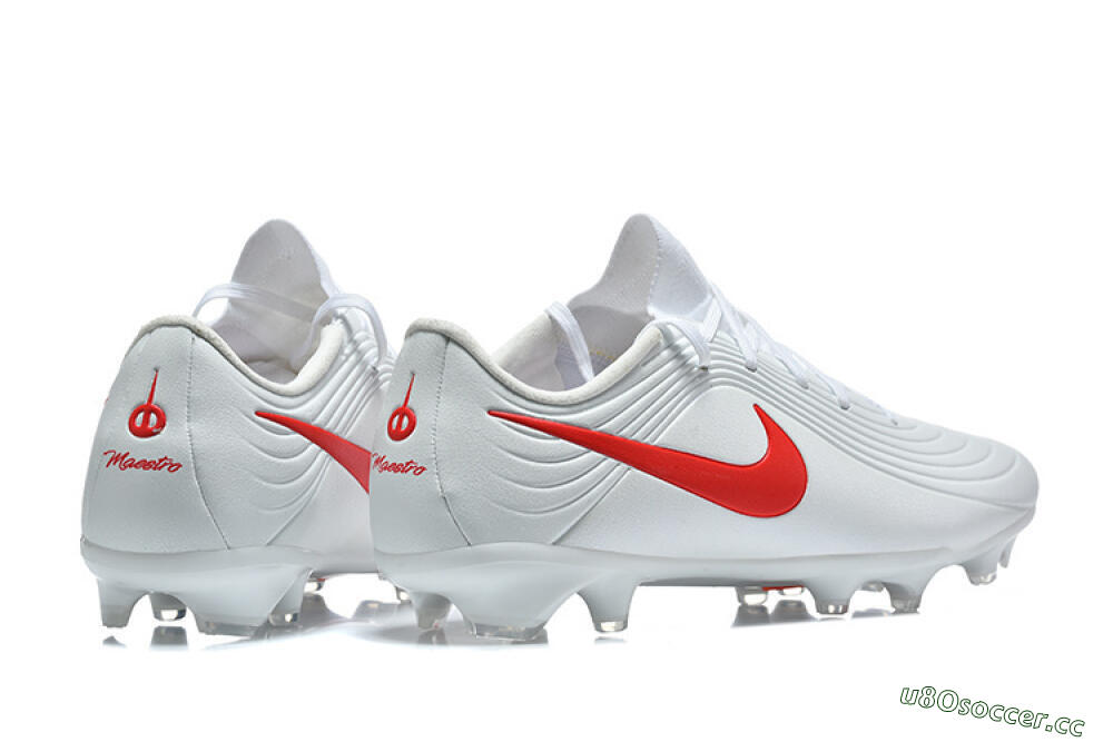 Men's Nike Tiempo Legend 11 Elite FG Firm Ground Low-Tops Football Boots - White/Bright Red/Muted Grey 9